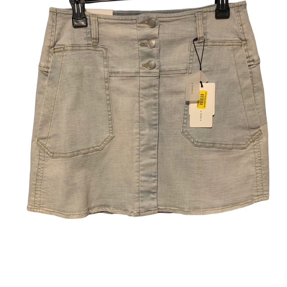 A loves A High Rise Rise A-line Jean Denim Mini Skirt Size M NWT
